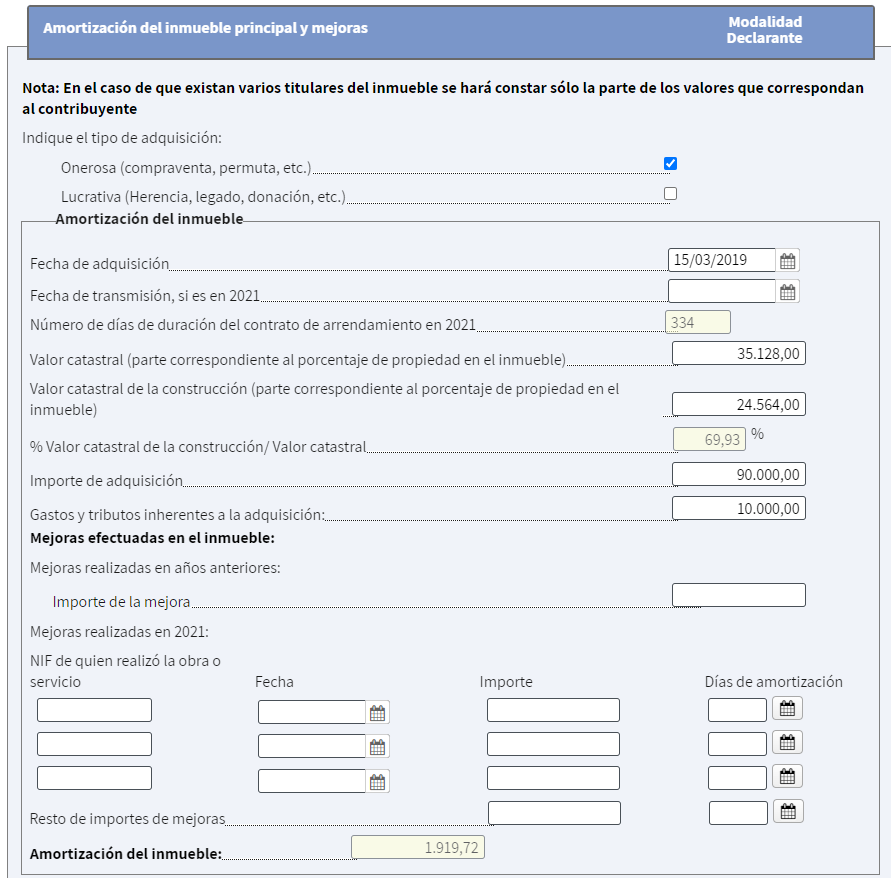 Amortización del alquiler en Renta web 2022